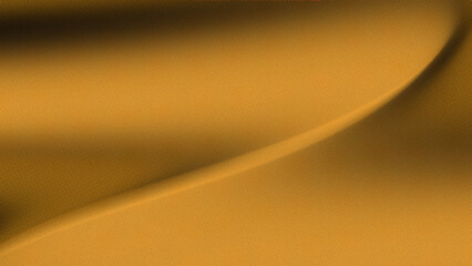golden colored fabric with a smooth texture. Curves or waves on the surface of the fabric. Dynamic play of light and shadow on a luxurious gold background