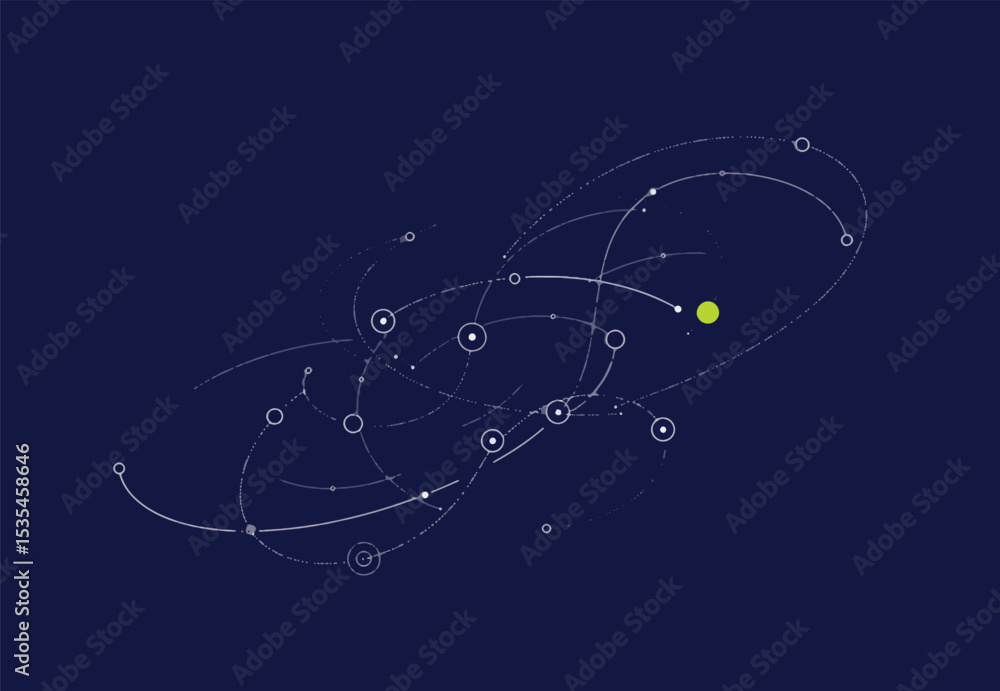 Aufkleber abstract network connections intertwined data streams and nodes