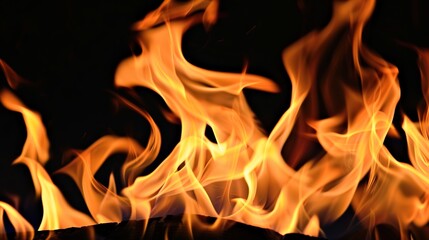 Flame Burning Black Background Image: Modern, Dynamic, and Visually Appealing for Creative Projects