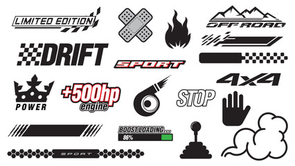 Car decals design. Set of vector stickers and labels