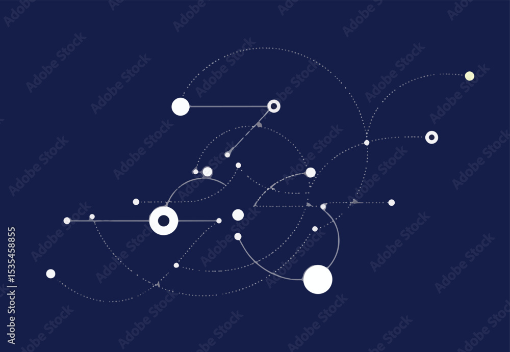 Poster abstract geometric network interconnected circles and lines