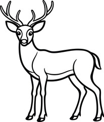 Deer black silhouette on white background 
