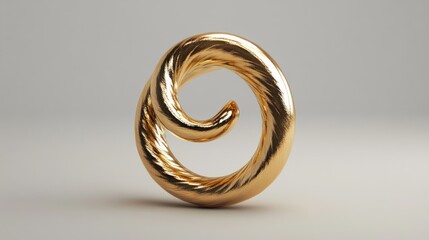 Spiral Gold Ring in Realistic 3D View