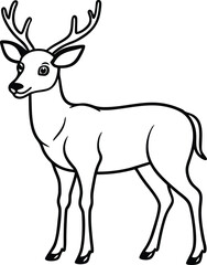 Fototapeta premium Deer black silhouette on white background 