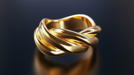 Spiral Gold Ring in Realistic 3D View