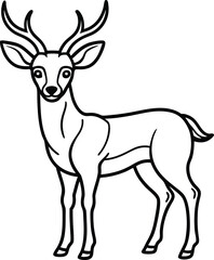 Obraz premium Deer black silhouette on white background 