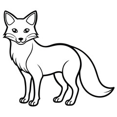 Obraz premium Cartoon illustration of a cute fox in a standing pose black and white outline