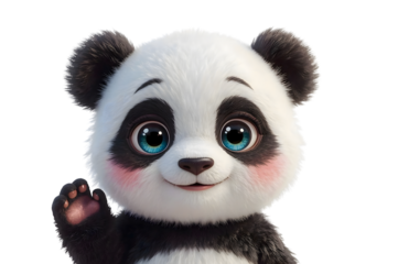 Cute panda cub waving