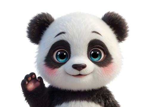 Cute panda cub waving