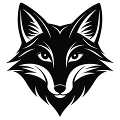 Fototapeta premium Elegant black and white fox head illustration featuring detailed geometric line art