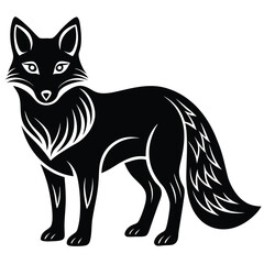 Obraz premium Elegant black and white fox silhouette illustration suitable for decorative design projects