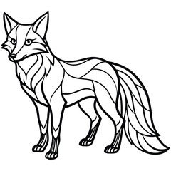 Fototapeta premium Elegant black and white illustration of a standing fox in geometric design
