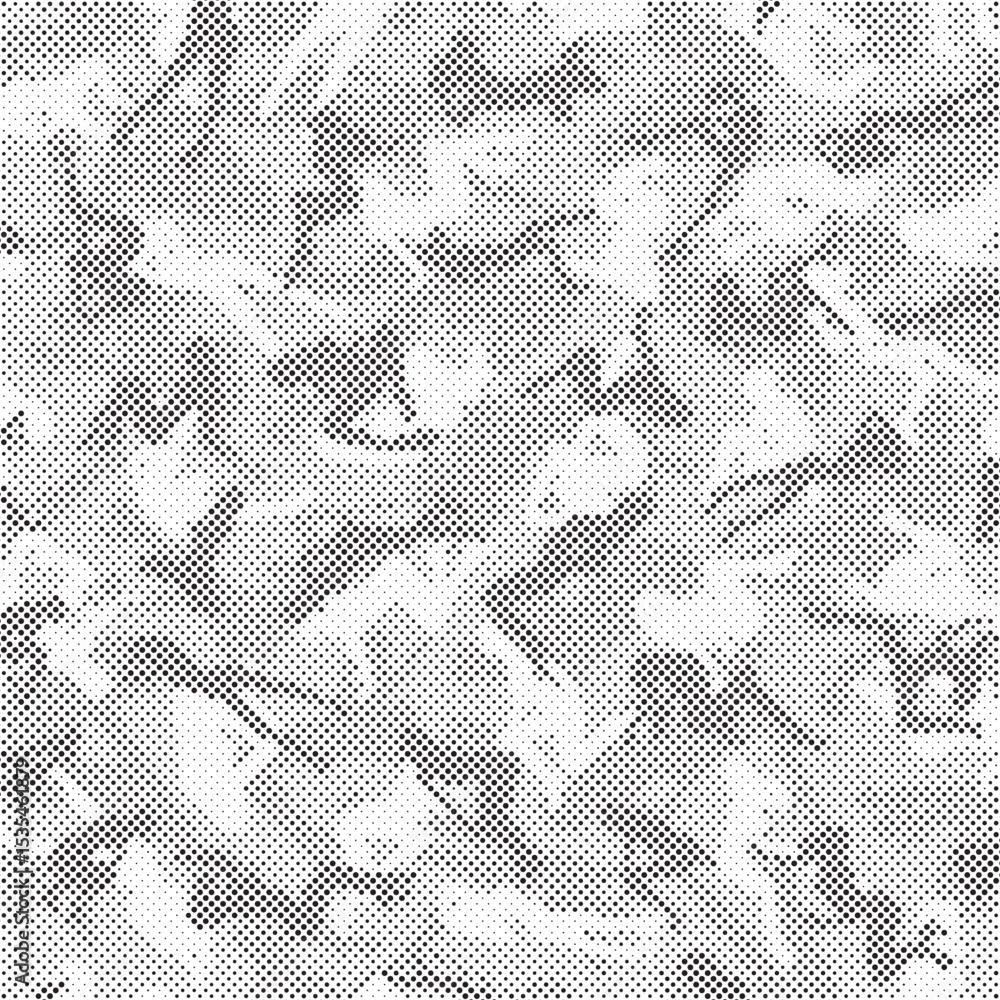 Aufkleber Abstract halftone seamless camouflage pattern. Repeating digital dotted hexagonal camo military texture background. Abstract modern fabric textile ornament. Vector illustration.	