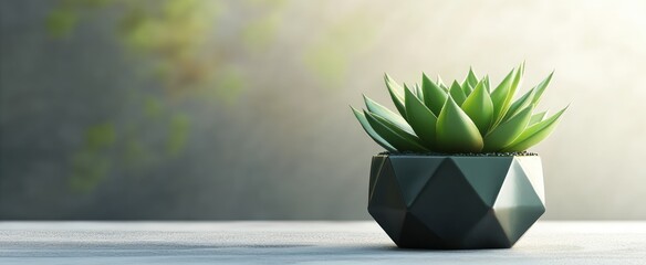 Succulent Plant in Geometric 3D Pot