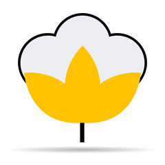 Cotton organic shadow icon, clothing symbol natural symbol, web graphic vector illustration .