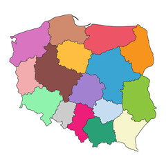 Poland map region shape, travel web flat concept icon vector illustration .