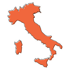 Italy map symbol shape, travel web flat concept icon web vector illustration .