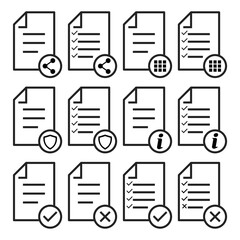 Set of in compliance icon sign, company passed inspection symbol, complete checkmark vector .