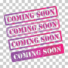 Set of coming soon stamp symbol, label sticker sign button, text banner vector illustration .