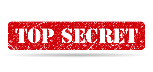 Top secret stamp shadow symbol, label sticker sign button, text banner vector illustration .