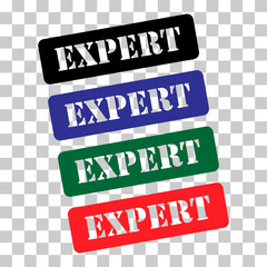 Set of Expert stamp symbol, label sticker sign button, text banner vector illustration .