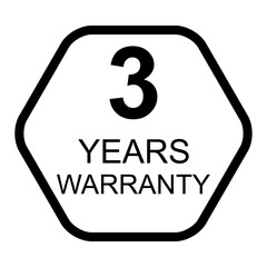 Three years warranty icon, badge seal guarantee certificate customer sign, stamp vector illustration .