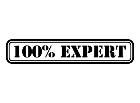 Expert 100% stamp symbol, label sticker sign button, text banner vector illustration .