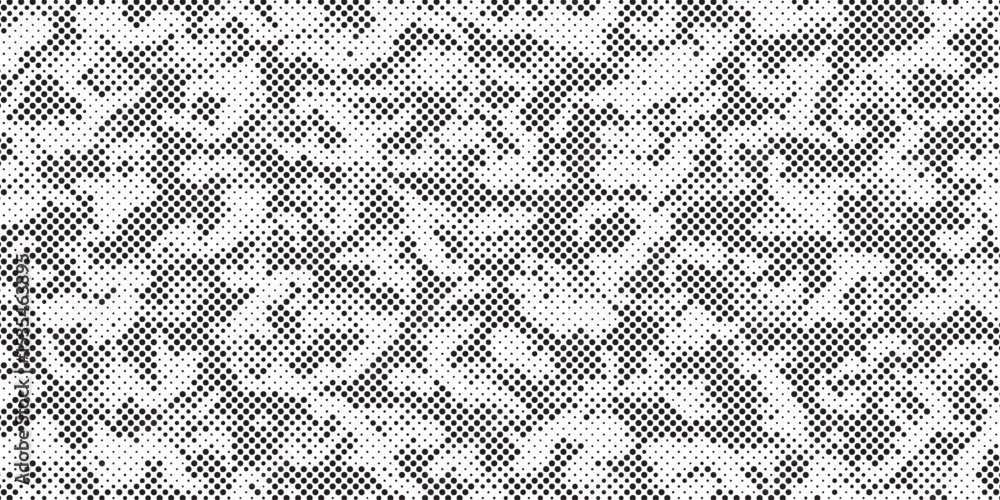 Aufkleber Abstract halftone seamless camouflage pattern. Repeating digital dotted hexagonal camo military texture background. Abstract modern fabric textile ornament. Vector illustration.