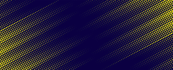Fototapeta premium Yellow halftone on blue background. Vector dotted sparkles or halftone shine pattern texture Pop Art Style Background,eps10