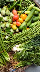 Fresh vegetables for cooking. Vegetables contain dietary fiber that helps cleanse the intestines.