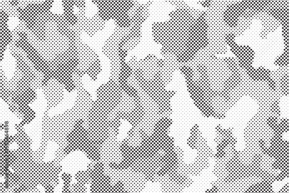 Poster Abstract halftone seamless camouflage pattern. Repeating digital dotted hexagonal camo military texture background. Abstract modern fabric textile ornament. Vector illustration.