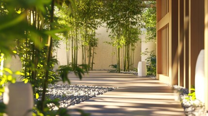 Tall Bamboo Plants in 3D Zen Environment