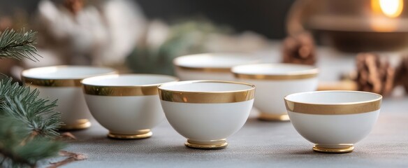 Tea Cup Set with Gold Rim Detailing