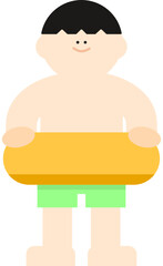 Boy Floating with Swim Ring