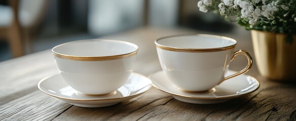 Tea Cup Set with Gold Rim Detailing