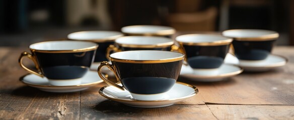 Tea Cup Set with Gold Rim Detailing