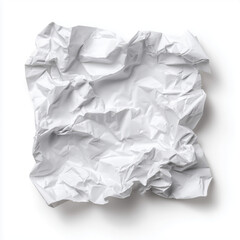 Crumpled White Paper Texture Background , PNG isolated cut out image