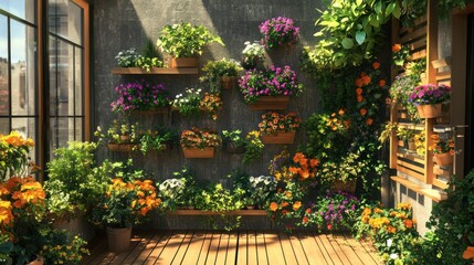 Urban Balcony Garden in 3D Render