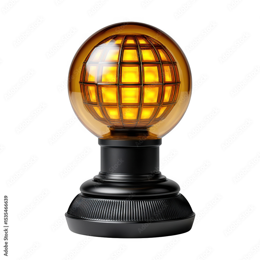 Poster illuminated globe lamp on stand isolated on transparent background