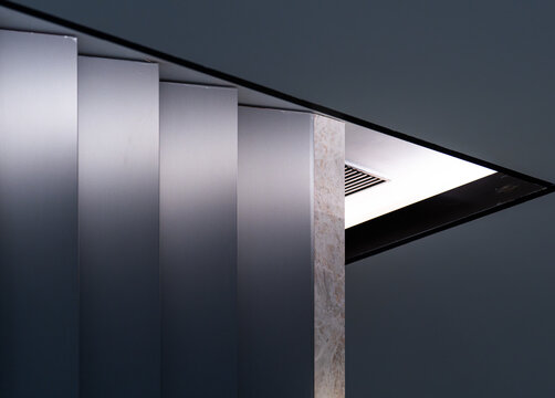 Striped decorative wall at the corner