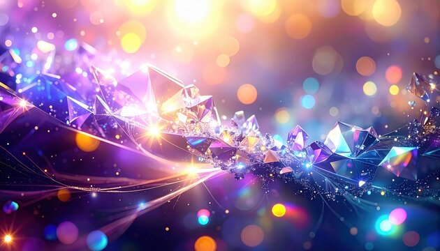 「輝くプリズムクリスタル背景｜幻想的で煌めく宝石のようなデザイン」

