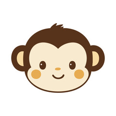 A cute cartoon Monkey, a simple flat illustration in a clipart style
