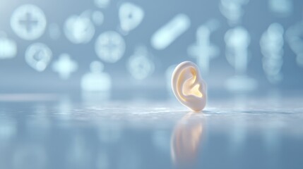 Illustrated ear with vibrant graphs and data visualizations showcasing healthy metrics, symbolizing the link between physical wellness and mental sharpness for creative advertising concepts