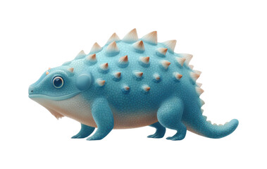 Fototapeta premium Cute blue cartoon dinosaur with spikes on its back