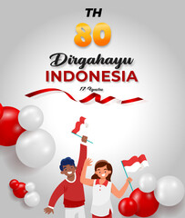 Indonesian Independence Day greeting card ribbon 17 August 1945