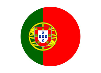 Portugal Flag Icon, Round Portuguese Emblem Vector Illustration