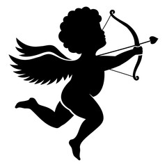 Fototapeta premium Vector illustration cute little cupid silhouettes