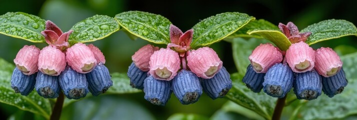 Twinflower Blooms: Dew-Kissed Beauty in Pink and Blue
