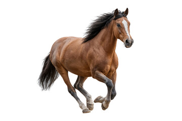 Obraz premium Beautiful brown horse galloping with energy, isolated on transparent background. Perfect for concepts of freedom, power, speed, and animal elegance