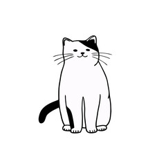 Obraz premium Minimalistic simple flat view of a black and white pictogram of a cat.